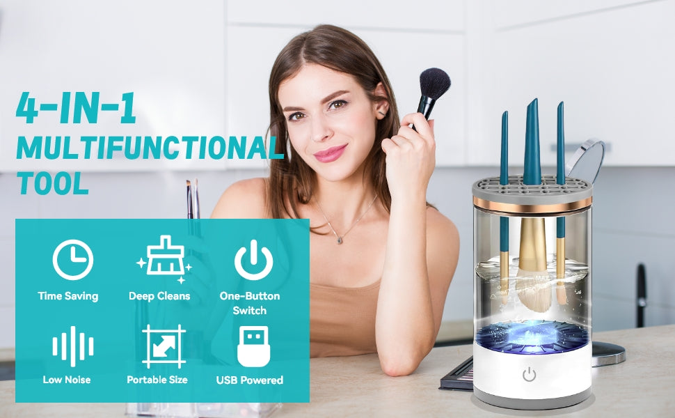 Limpiador Eléctrico de Brochas - Brochas limpias en segundos, piel sana por días