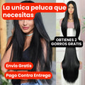 ¡Nueva! Peluca Seda Real™  Lisa Negra-Para Mujeres Que Brillan Sin Pedir Permiso