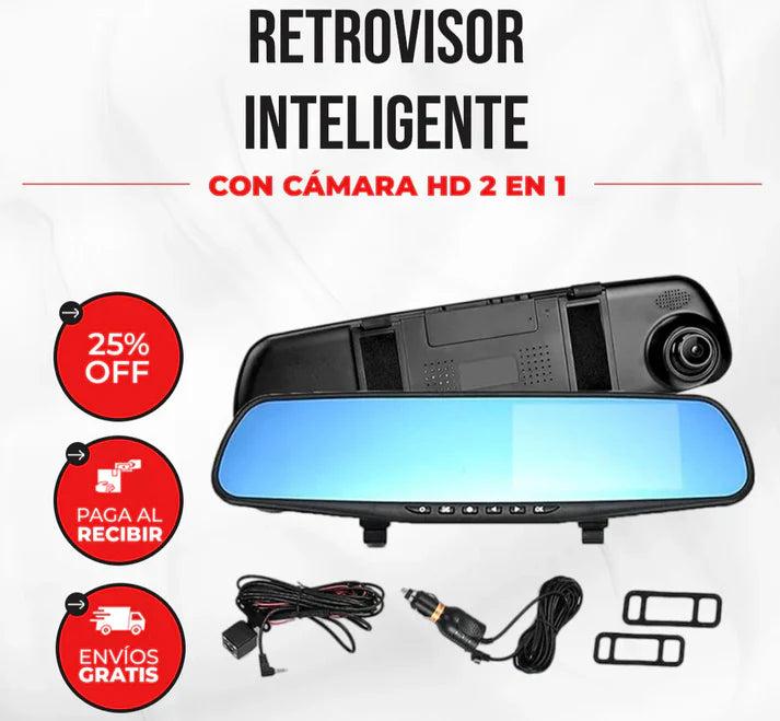 ¡Nuevo! DriveGuard® Retrovisor Inteligente con Cámara Dual Full HD
