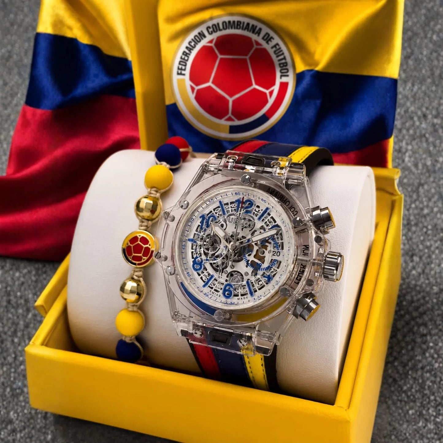 ¡Nuevo! Combo Mundialista ⚽🎉 Reloj + Pulsera + Estuche de lujo