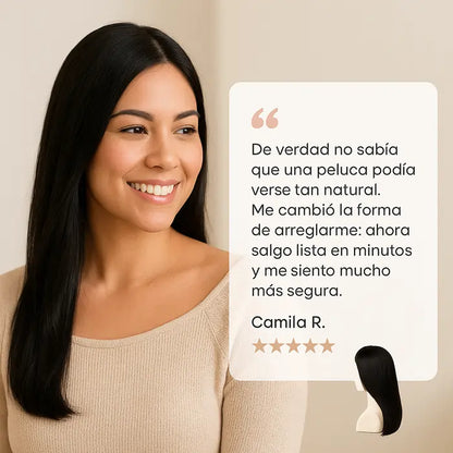 ¡Nueva! Peluca Seda Real™  Lisa Negra-Para Mujeres Que Brillan Sin Pedir Permiso