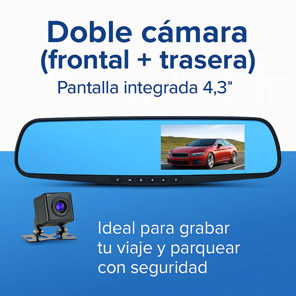 ¡Nuevo! DriveGuard® Retrovisor Inteligente con Cámara Dual Full HD