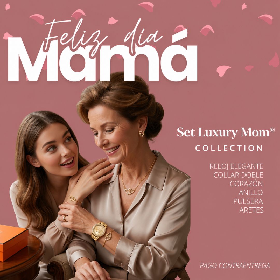 ¡Nuevo! Set Luxury Mom® Reloj+Collar+Anillo+Pulsera+Aretes