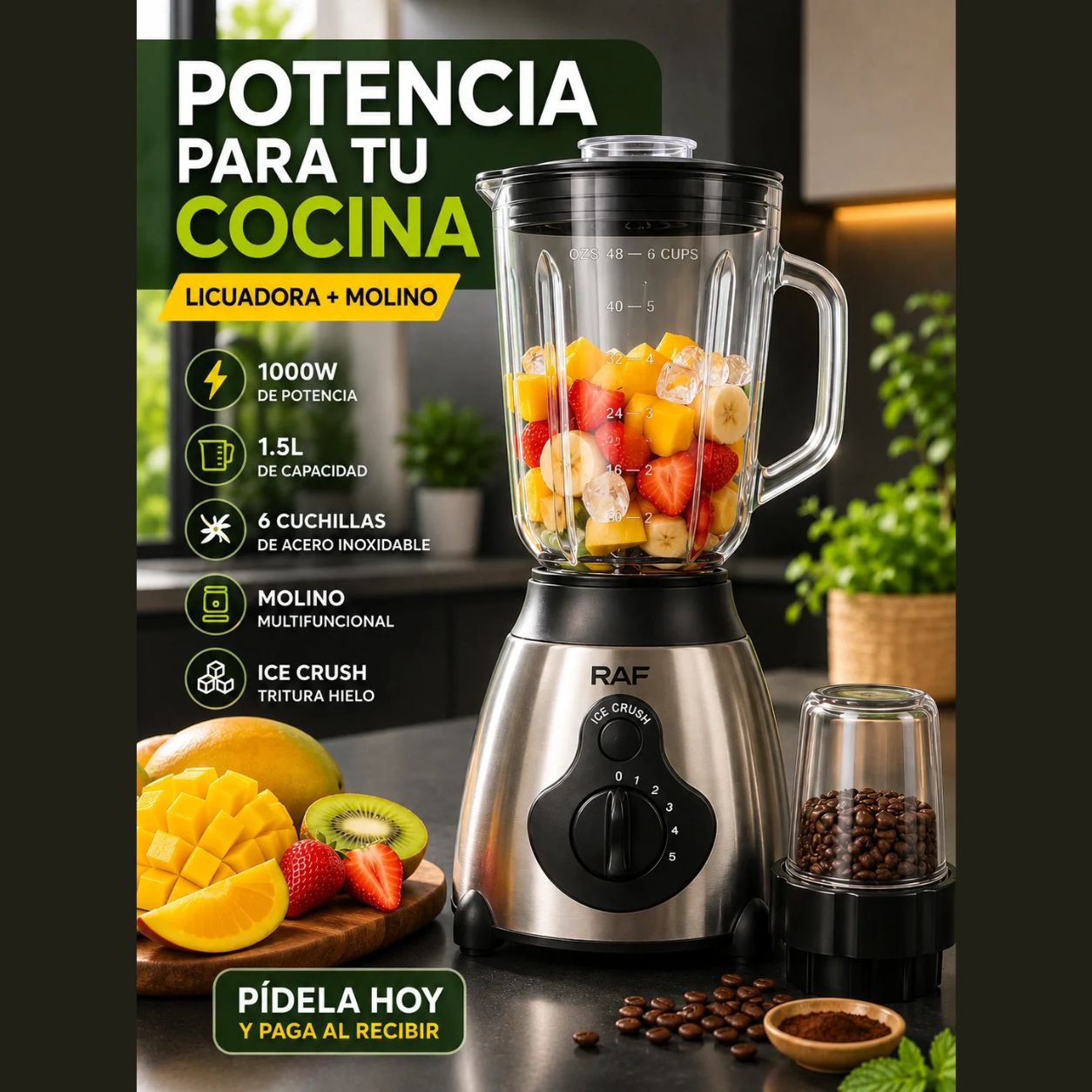 ¡Nueva! TurboMix Max® Licuadora + Molino Multifuncional 1000W