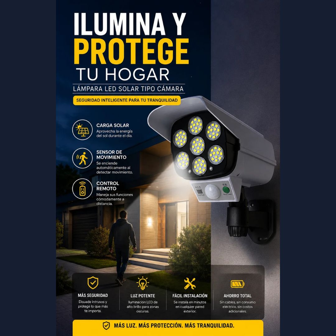 ¡Nuevo! VigiLux™ Lampara Led Solar Tipo Camara