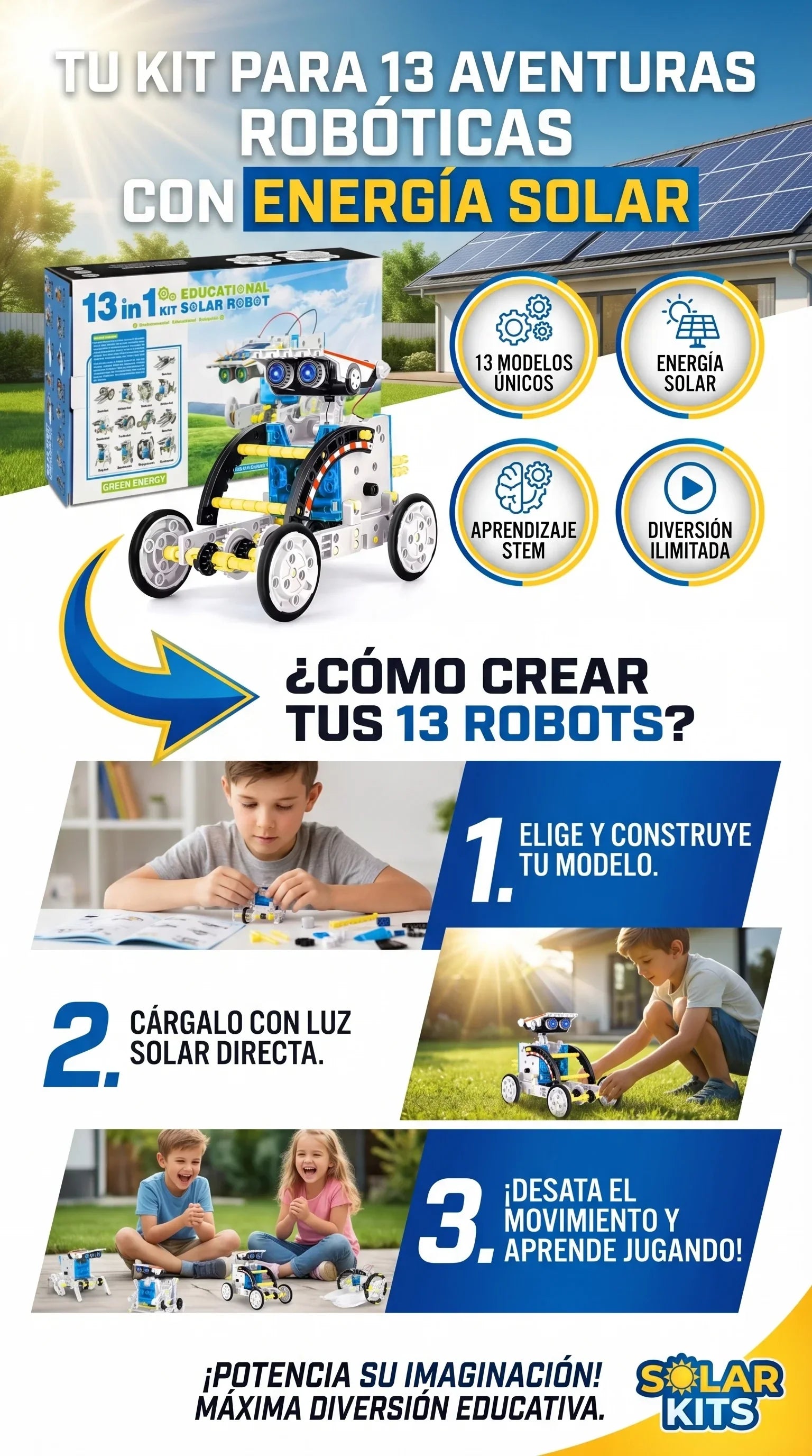 Cómo usar el robot solar 13 en 1